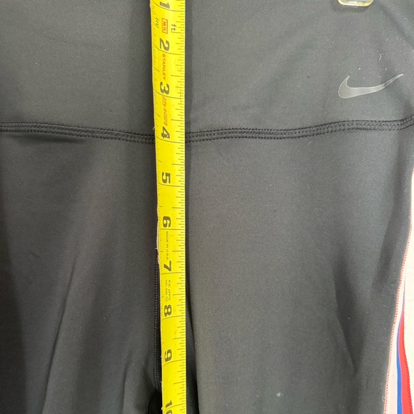 Nike Power Victory Stripe Training Tights Pants Stretch 7/8 Black Multi Red Logo - Picture 13 of 15